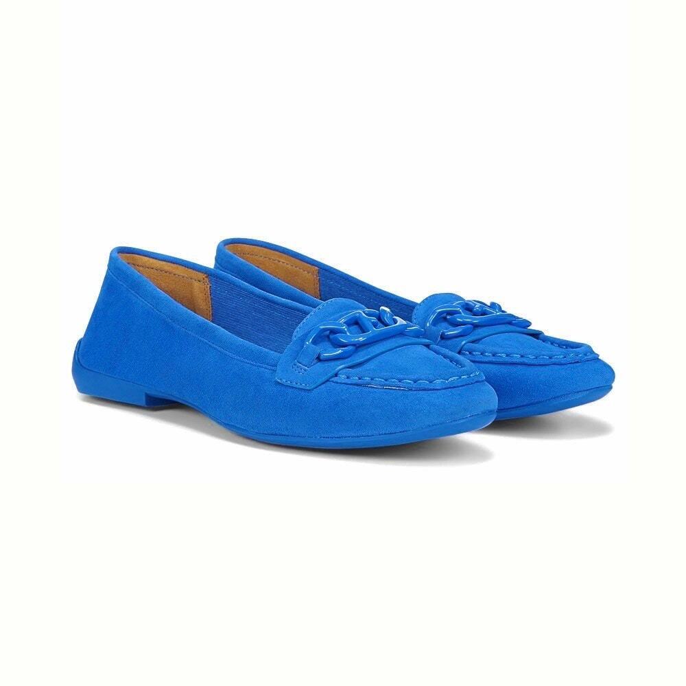 NIB Franco Sarto 7.5M Farah Blue Suede Chain Loafer Flats
